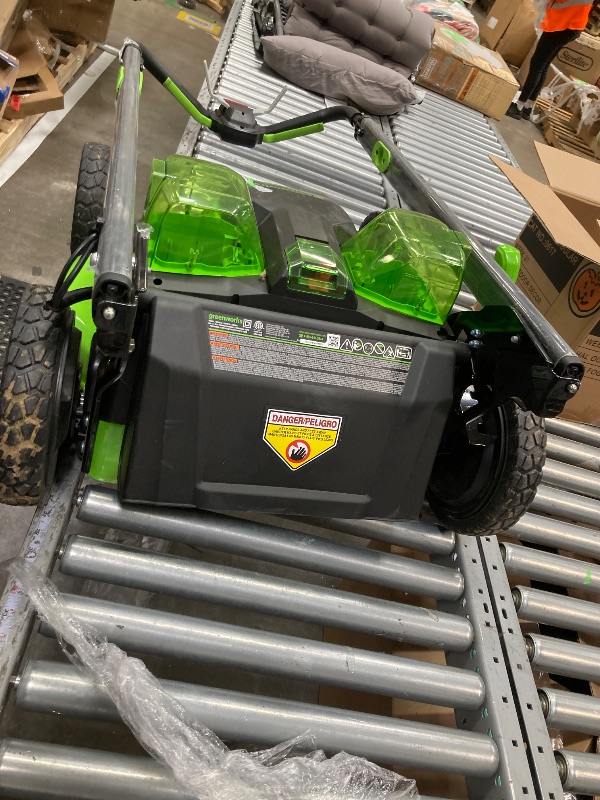 Photo 1 of ***It is used, it is missing parts and it is not known if it works because it could not be tested.****Greenworks 80V 25" Brushless Cordless Self-Propelled Lawn Mower,3 in 1 Dual Blade LawnMover, W/4.0Ah Battery and Rapid Charger Include