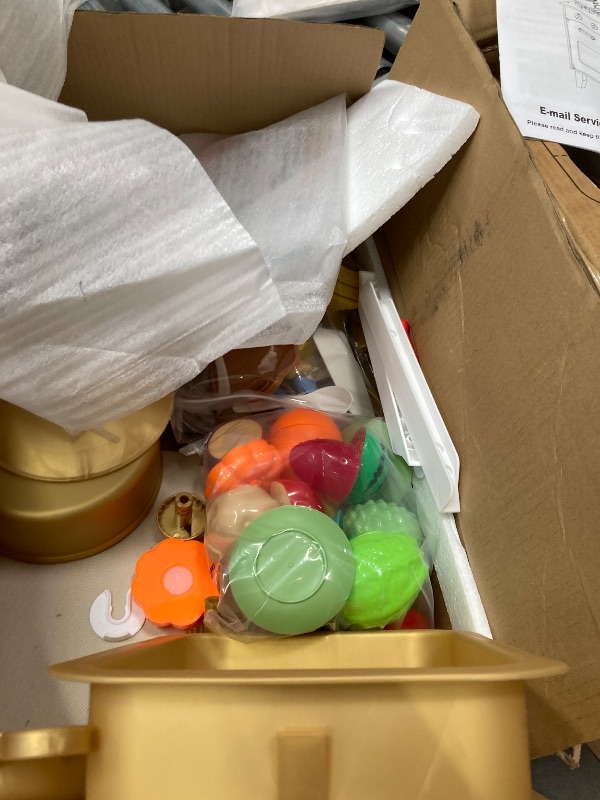 Photo 1 of *****It's missing parts, it's used, it's not known if it works.****BIERUM Play Kitchen with Realistic Lights & Sounds, Wooden Kitchen Playset Chef Pretend Play Set for Toddlers, Toy Kitchen with 26 Pcs Toy Food & Cookware Accessories, Gift for Ages 3+
