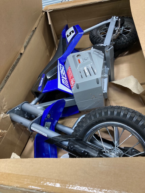 Photo 1 of **Used, it's missing a part and it's not known if it works because it couldn't be tested.**Razor MX350 Dirt Rocket Electric Motocross Bike, Blue, 10-12 inches