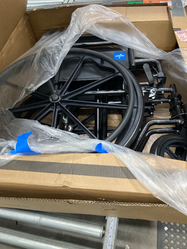 Photo 1 of ***missing parts used funtional untested****Medline Comfortable Folding Wheelchair with Swing-Back, Desk-Length Arms and Elevating Footrests, 16”W x 16”D Seat