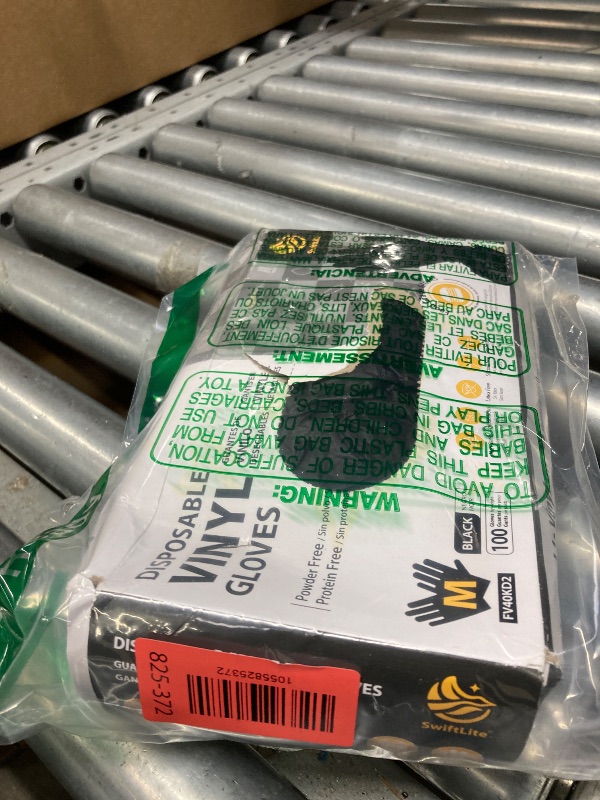 Photo 1 of ***used missing parts***SWIFTLITE Black Vinyl Gloves, Food Grade Gloves Disposable Latex Free & Powder Free, Guantes for Cleaning Cooking Food Prep (100, Medium)
