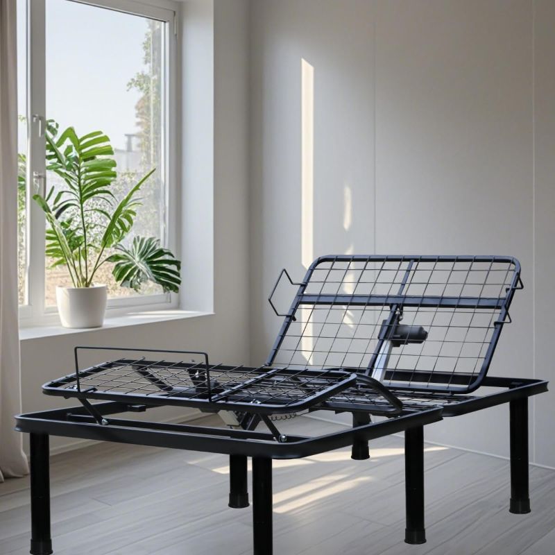 Photo 1 of **used missing parts *****MICOUD Adjustable Bed Frame Full Metal Frame Bears 705 lbs Head and Legs Can Lift Independently, Zero Gravity Prevents Snoring and Acid Reflux Black Quick Installation Twin XL (Twin XL)