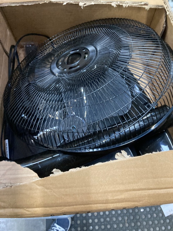 Photo 1 of ****It is used, it is missing parts and it works, it was connected and turned on.***Amazon Basics 16" Pedestal Fan with Remote, Floor Fan, Standing Fan for Bedroom, Living Room, Office, with 3 Speeds, 3 Modes, Timer, Dual-Layered Blades, Adjustable Height
