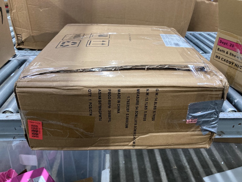 Photo 1 of ****It is used, it is missing parts and it works, it was connected and turned on.***Amazon Basics 16" Pedestal Fan with Remote, Floor Fan, Standing Fan for Bedroom, Living Room, Office, with 3 Speeds, 3 Modes, Timer, Dual-Layered Blades, Adjustable Height