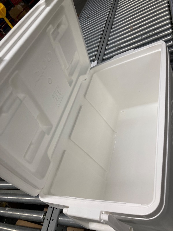 Photo 1 of ***used***Hard-Sided Ice Chest Cooler, 48 Quart, White, 76 Can Capacity, Swing-up Handle for One-Handed Carrying