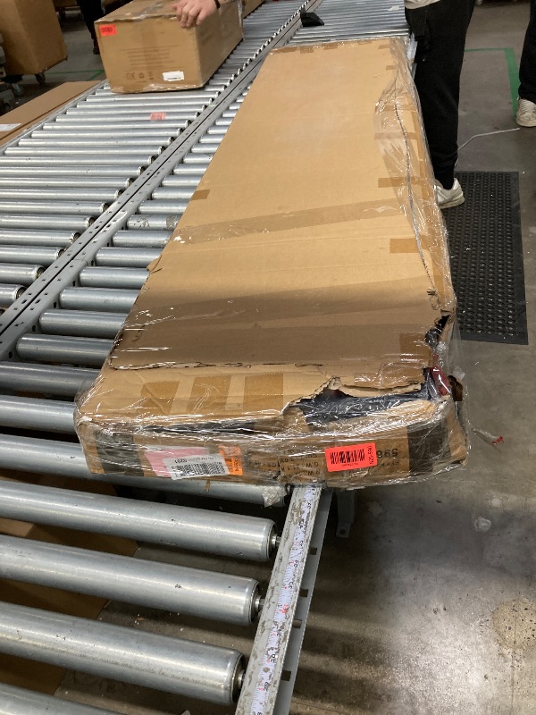 Photo 1 of ****It is used, it is missing parts, it is not known if it works 100%.***Lexicon Overbed Table with Wheels, Mobile Bed Desk with Metal Leg, 72" W Queen Size Rolling Desk Adjustable Height, Standing Workstation Laptop Desk, Portable Desk, Brown