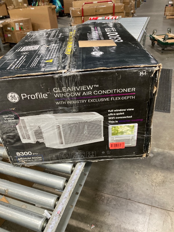Photo 1 of ***It is used, it was connected and works normally, it has a small dent on one side.***GE Profile ClearView Window Air Conditioner Unit, 8,300 BTU, U-Shaped Adjustable Depth, Energy Efficient Cooling up to 350 sq ft., Ultra Quiet, SMART Home Capable, Incl