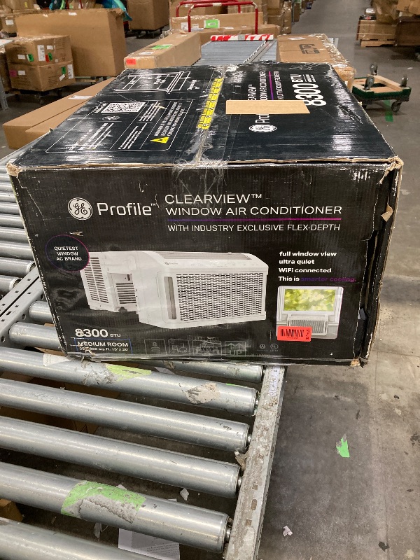 Photo 1 of ***It is used, it was connected and works normally, it has a small dent on one side.***GE Profile ClearView Window Air Conditioner Unit, 8,300 BTU, U-Shaped Adjustable Depth, Energy Efficient Cooling up to 350 sq ft., Ultra Quiet, SMART Home Capable, Incl