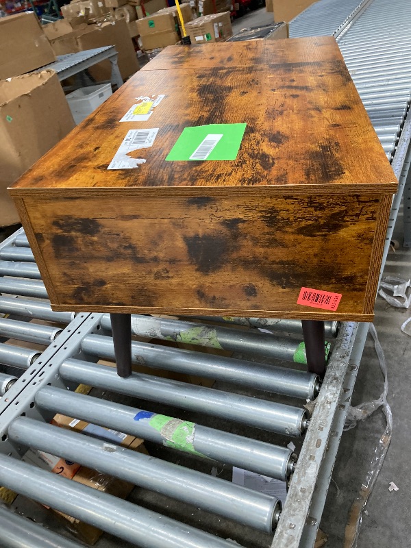 Photo 1 of ****It is used and has a small tear***edx Adjustable Height Wooden Coffee Table with Hidden Compartments and Shelves - Perfect for Small Homes, Apartments, Reception Rooms, Rust Brow