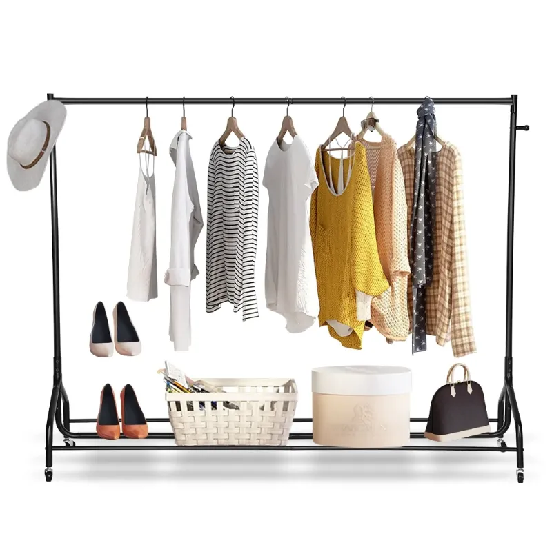 Photo 1 of **USED MISSING PARTS***Fyydes Clothing Garment Rack,6FT Heavy Duty Clothes Rack with 4 Universal Wheels Rolling Closet Organizer Storage Rack for Home Hanging ,71"L x 19.7"W x 57.5"H(Black
