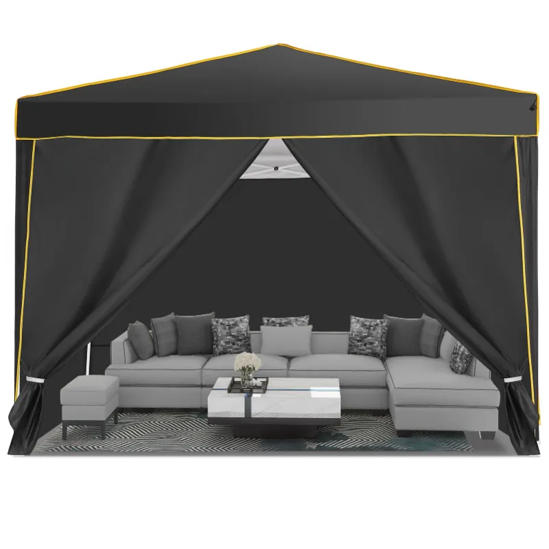 Photo 1 of ****IT IS USED, IT IS MISSING PARTS AND IT IS NOT KNOWN IF IT WORKS AT 100%***HOTEEL Pop up Canopy Tent 10x10 Commercial Instant Canopy with 4 Sidewalls & Carry Bag,Portable Tent for Parties Beach Camping Party Event Shelter Sun Shade,Black