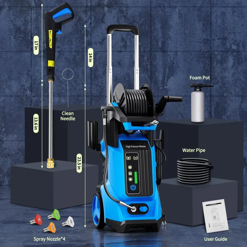 Photo 1 of ***used missing partsfuntional untestd*** **SUGIFT Electric Pressure Washer 4500PSI-Max 3.2GPM with Touch Screen Adjustable Pressure and 5 Nozzles Power Washer Cleaning for Patio,Blue