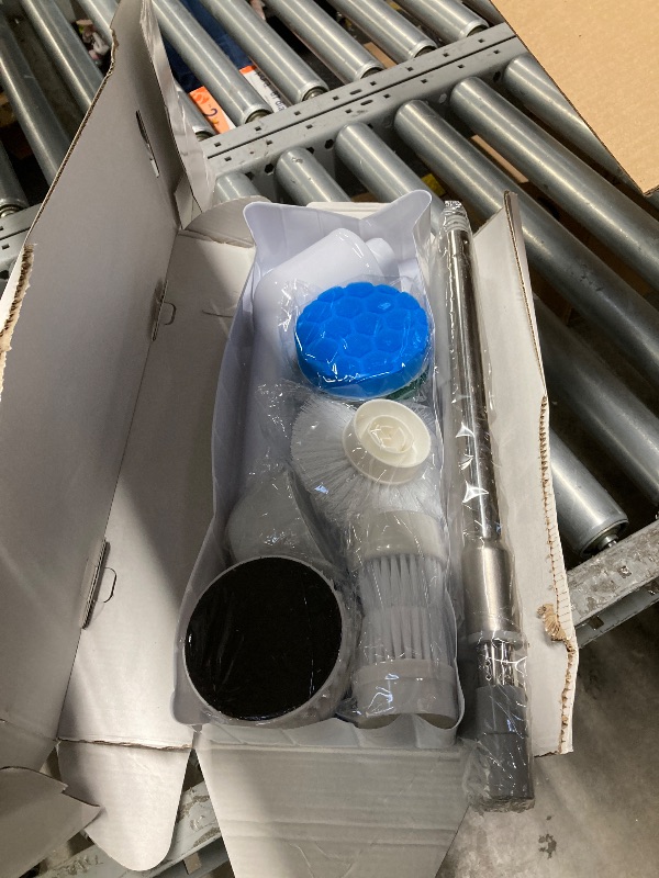 Photo 1 of ***It is used, it is missing parts and it is not known if it works.***SZRSTH Electric Spin Scrubber, 450RPM Cordless Power Scrubber with Adjustable Handle 8 Heads Shower Cleaning Brush for Bathroom Floor