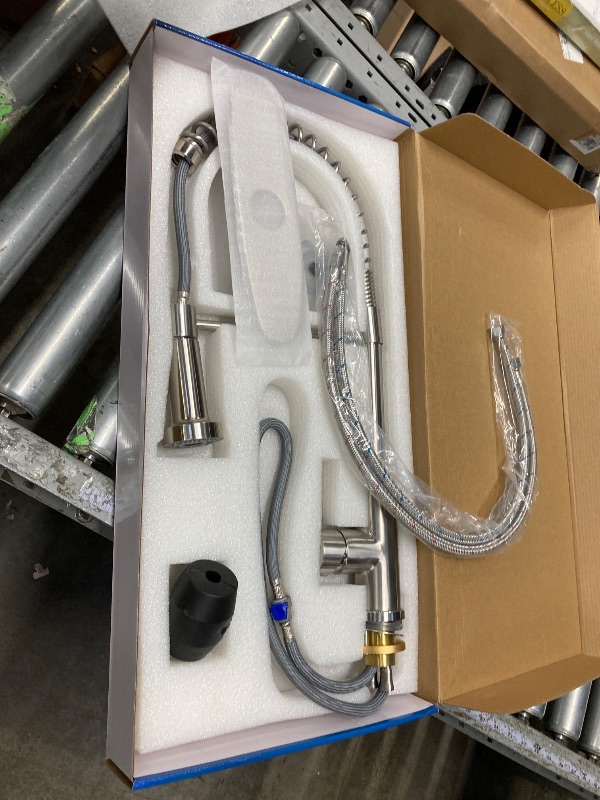 Photo 1 of 

It is used and it is not known if it is missing parts because it is in a state of disrepair.//**Kitchen Faucet w/ Pull Down Sprayer, High Arc Spring Kitchen Sink Faucet, Modern rv Single Handle Water faucets with Deck Plate&Water Lines, Dual Function fo