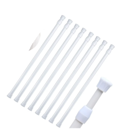 Photo 1 of **It is used, it is missing a part and it is not known if it works 100%.**DIY.STORE 8 Pcs Spring Tension Curtain Rods, Adjustable Expandable Spring Loaded Tension Rods For Window, Bathroom, Cupboard,Kitchen(28"-48"; White)