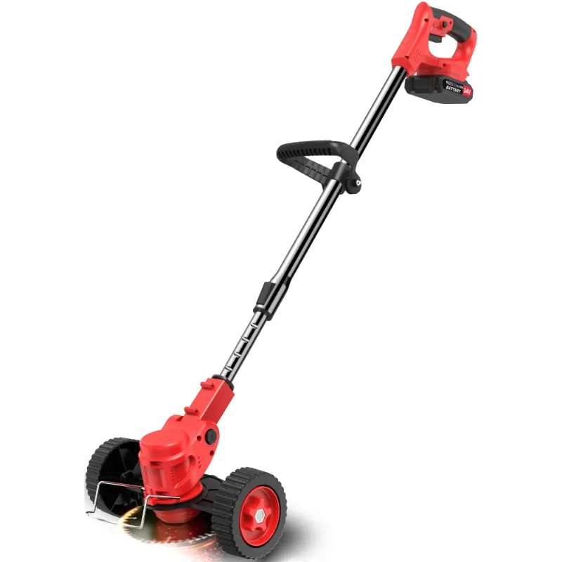 Photo 1 of **It is used, it is missing a part and it is not known if it works 100%.***TNTANTS Electric Weed Wacker, Cordless String Trimmer with Wheels, 2Pcs 24V Batteries, 3 Types of Blades, Adjustable Length, Weed Eater Grass Trimmer/Edger/Brush Cutter for Lawn Ya