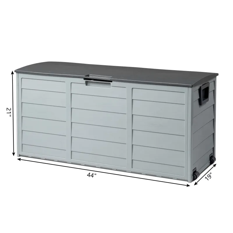 Photo 1 of ****It is used, it is missing a part and it is not known if it works 100%.***Ktaxon 75gal Outdoor Garden Plastic Storage Deck Box Chest Tools Black Grey
