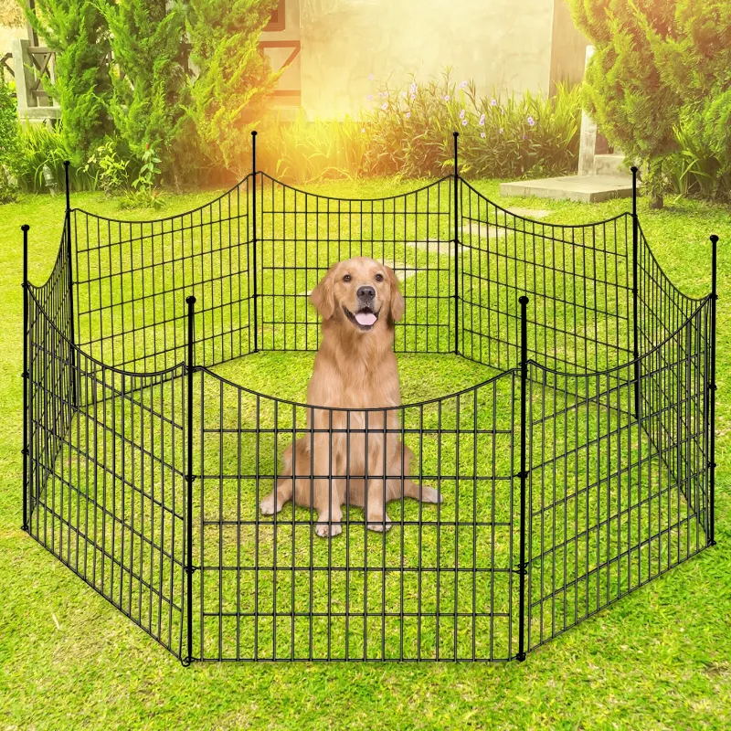 Photo 1 of **IT IS USED, IT IS NOT KNOWN IF IT IS MISSING PARTS BECAUSE IT IS DISMANTLED AND CANNOT BE RETURNED.**BSHAPPLUS® Garden Fence 10 Pack ,33in (H) x 24ft (L) Metal Fence,Rustproof Decorative Fence,Animal Wire Fence,Wrought Iron Fence, Outdoor Picket Fencing