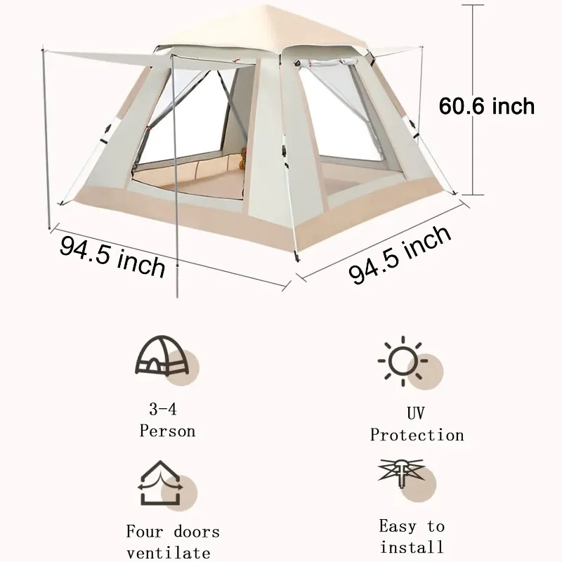 Photo 1 of **USED MISSING PARTS***  gpg 4 Person Instant Camping Tent, Automatic Easy Pop up Tents Camping with Carry Bag Outdoor/Family/Beach/Hiking/Travelin