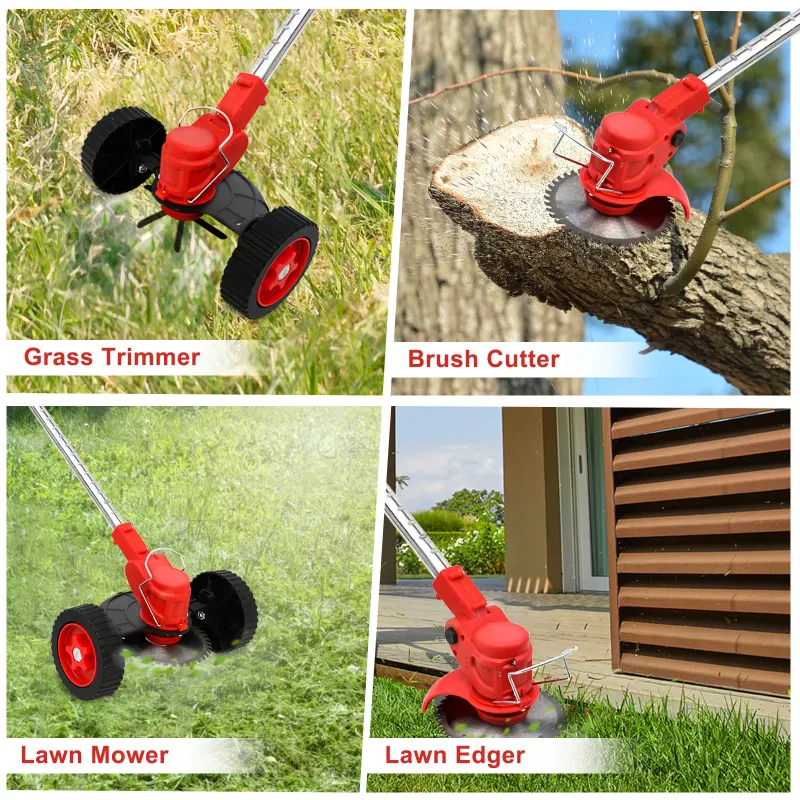 Photo 1 of **IT IS USED, IT IS CONNECTED AND TURNS ON, BUT IT IS NOT KNOWN IF IT WORKS 100%, IT IS MISSING A PART**rass Trimmer Cordless Electric Weed Eaters & Weed Trimmer, Weed Lawn Edge Trimmer, Mower with Upgraded Wheels & 2 Batteries