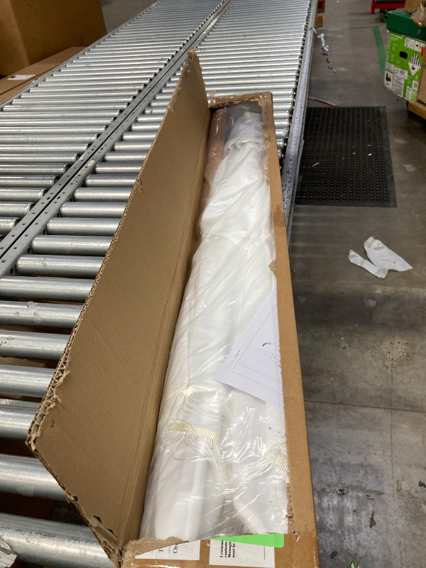 Photo 1 of **IT IS USED, IT IS MISSING A PART AND IT IS NOT KNOWN IF IT WORKS AT 100%**Autlaycil 7.5 ft Fringe Patio Umbrella with 18 LED Lights, Tassels Solar Umbrella, White