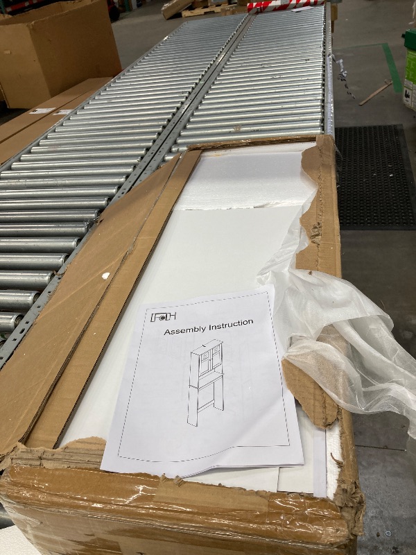Photo 1 of ***IT IS USED, IT IS MISSING A PART AND IT IS NOT KNOWN IF IT WORKS AT 100%**Yaheetech Over The Toilet Cabinet, Double Door Bathroom Storage Organizer, Toilet Rack with Inner Adjustable Shelf and Open Storage Shelf, White