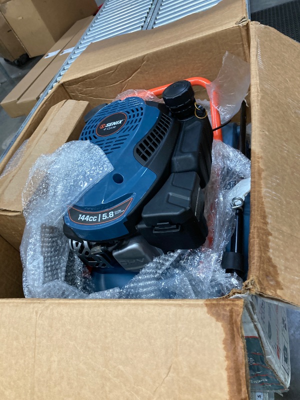 Photo 1 of **IT IS USED, IT IS MISSING A PART AND IT IS NOT KNOWN IF IT WORKS AT 100%***SENIX Gas Lawn mower, 18in Cutting Blade / 19in Cutting Deck, 144cc 4-Cycle Engine Push Mower with Side Discharge
