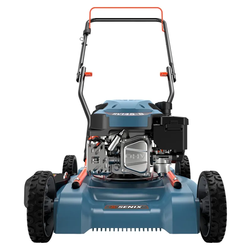 Photo 1 of **IT IS USED, IT IS MISSING A PART AND IT IS NOT KNOWN IF IT WORKS AT 100%***SENIX Gas Lawn mower, 18in Cutting Blade / 19in Cutting Deck, 144cc 4-Cycle Engine Push Mower with Side Discharge