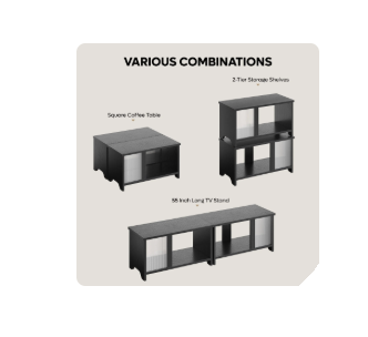 Photo 1 of **IT IS USED. IT IS MISSING A PART AND IT IS NOT KNOWN IF IT WORKS AT 100%**Pinmoco LED TV Stand for TVs up to 65'', Expandable Side by Side or Stacking TV Stand with Storage, Blac