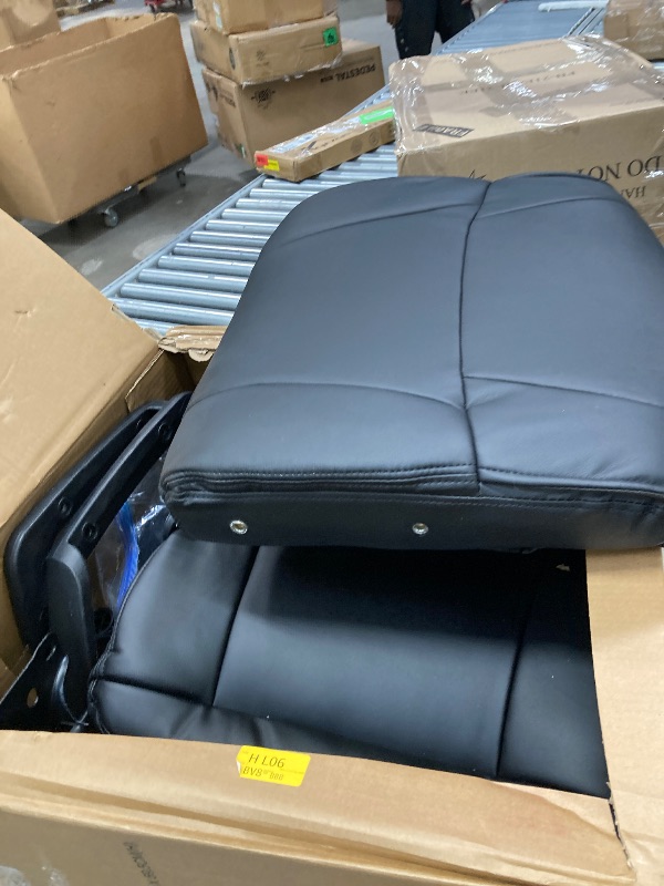 Photo 1 of **THIS IS USED AND MISSING PARTS SO IT IS NOT KNOWN IF IT WORKS AT 100%**Amazon Basics Office Computer Task Desk Chair with Padded Armrests, Mid-Back, Adjustable, 360 Swivel, Rolling, 275 Pound Capacity, 24.2"D x 24"W x 34.8"H, Black Faux Leather