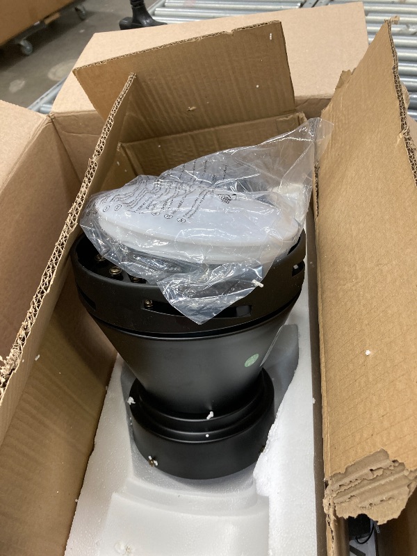Photo 1 of **THIS IS USED AND MISSING PARTS SO IT IS NOT KNOWN IF IT WORKS AT 100%**TCL 52" Ceiling Fan with Lights, Black Flush Mount Ceiling Fans with Remote Control, 6 Speeds DC Reversible, Dimmable, Noiseless, Low Profile Ceiling Fans for Bedroom