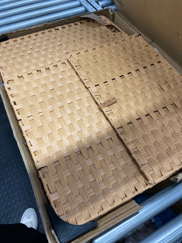 Photo 1 of ******reference photo******SETVSON Storage Basket with Lid Rattan Woven Storage Baskets with 2 Separate Lids, 17.2 Gallon (65 L), 22 x 13 x 13.8 Inches,Foldable, 2 Removable Liner Bags Handles for Bedroom, Laundry Room Natural