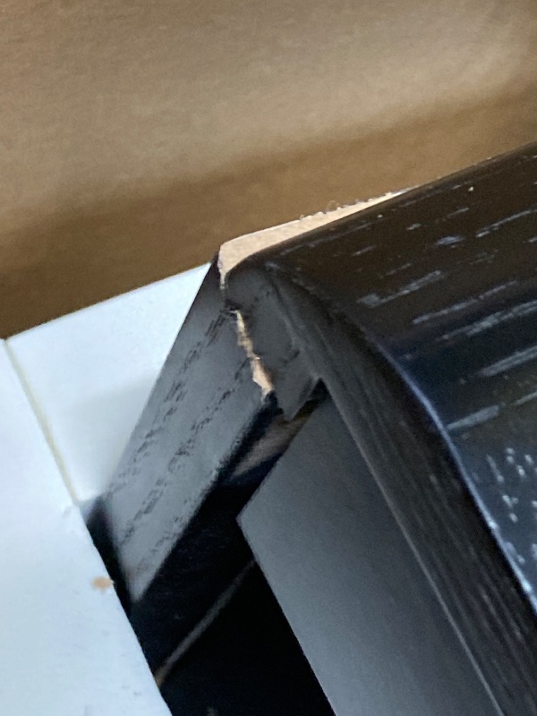 Photo 1 of ***(DAMAGED -CORNER -SELLING AS IS***
POVISON DONICY Fully-Assembled Minimalist Floating TV Stand, Modern Wall-Mounted Entertainment Center with 4 Flip-Down Cabinet Doors, Solid Wood Media Console, Black Oak, 94"