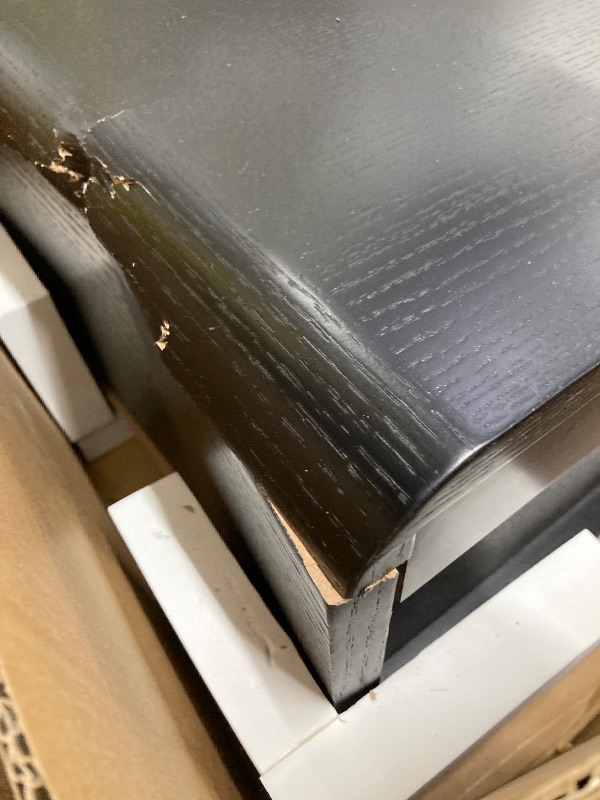 Photo 1 of ***(DAMAGED -CORNER -SELLING AS IS***
POVISON DONICY Fully-Assembled Minimalist Floating TV Stand, Modern Wall-Mounted Entertainment Center with 4 Flip-Down Cabinet Doors, Solid Wood Media Console, Black Oak, 94"