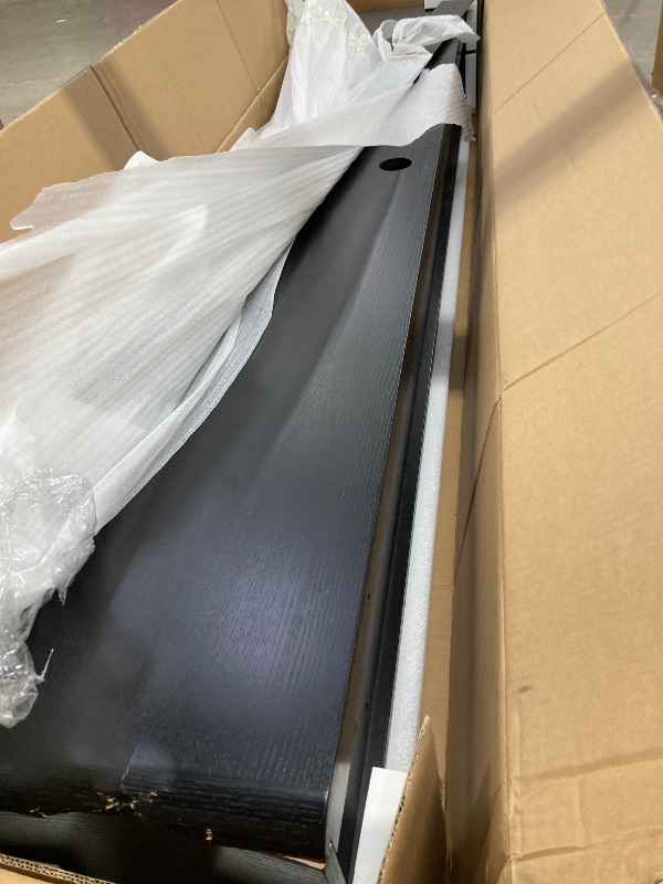 Photo 1 of ***(DAMAGED -CORNER -SELLING AS IS***
POVISON DONICY Fully-Assembled Minimalist Floating TV Stand, Modern Wall-Mounted Entertainment Center with 4 Flip-Down Cabinet Doors, Solid Wood Media Console, Black Oak, 94"