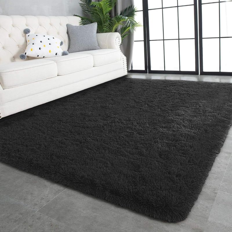 Photo 1 of 
Area Rugs for Living Room Bedroom, 4x6 Ultra Soft Comfy Fluffy Thickened Memory-Foam Indoor Carpets, Modern Minimalist Carpet for Teen Adults Apartment Bedroom Home Decor, Black

