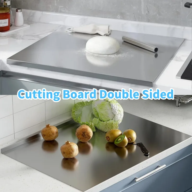 Photo 1 of **BOARD IS BENT- WONT LAY FLAT**Ymokee 31.5" L x 19.7" W Stainless Steel Chopping Board Double Sided, Metal Cutting Boards with Rolling Pin & Lip for Home Kitchen, Food-Grade