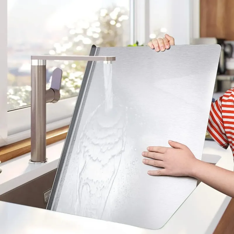 Photo 1 of **BOARD IS BENT- WONT LAY FLAT**Ymokee 31.5" L x 19.7" W Stainless Steel Chopping Board Double Sided, Metal Cutting Boards with Rolling Pin & Lip for Home Kitchen, Food-Grade