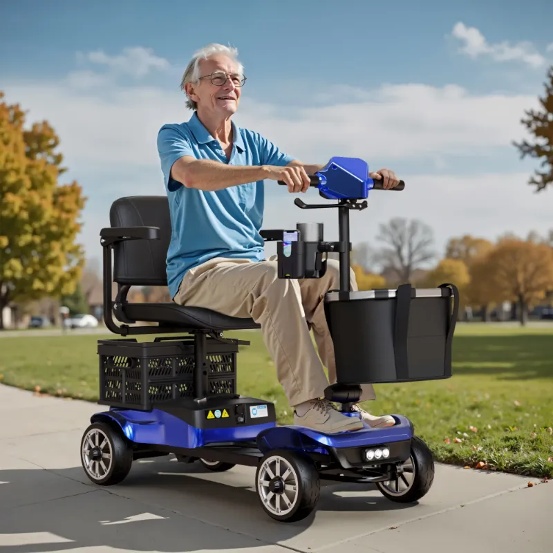 Photo 1 of EAGLOG Upgrade 4 Wheels Mobility Scooter with Removable Battery, Compact Heavy Duty Mobile for Travel, Foldable Powered Wheelchair for Adult, 330lbs, Blue
