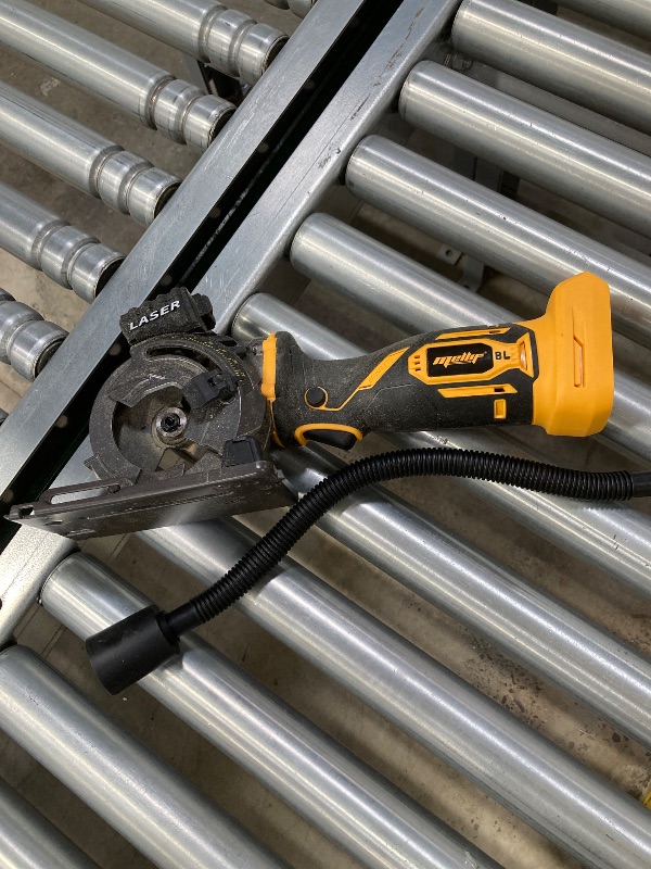 Photo 1 of   ( VERY USED)    Mellif Mini Circular Saw, Cordless Tile Saw Compatible with DeWalt 20V MAX Battery, 3200RPM, 3 Blades 3-1/2", Max Cutting Depth 1-2/11'', Laser Guide for Wood, Plastic, Soft Metal (Tool Only)