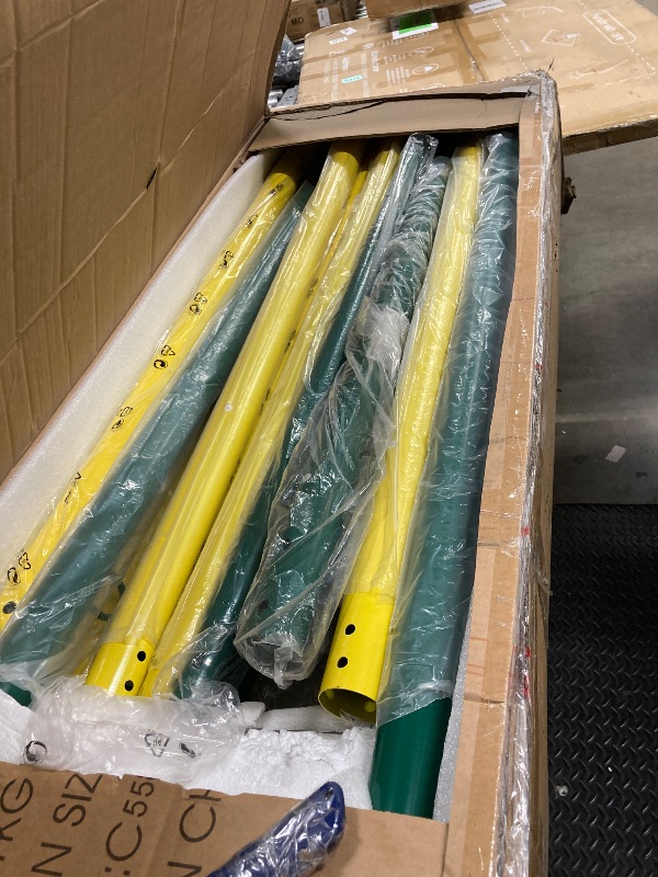 Photo 1 of   ** THE PRODUCT IS NOT COMPLETE. POSSIBLY MISSING MORE BOXES WITH PARTS****


Metal Swing Sets for Backyard,Heavy-Duty Outdoor Kids Playsets for Playground,Outside Toys with 2 Swings,Trapeze Bar and Basketball Hoop for Aged 3-12
