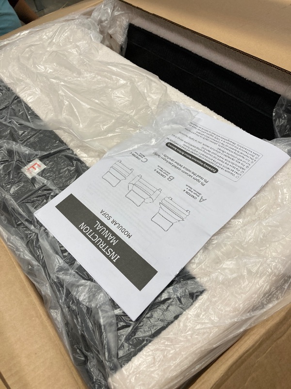 Photo 1 of   ** THE SOFA IS INCOMPLETE. THERE ARE 3 BOXES AND THERE IS ONLY ONE, B. A AND C WERE LOST.** 

Ktaxon 86 W Sectional Sofa Modern Convertible Couch with Double Cushions L Shaped Sofa with Reversible Chaise Teddy Velvet Sofa Set with 2 Wider Sea
