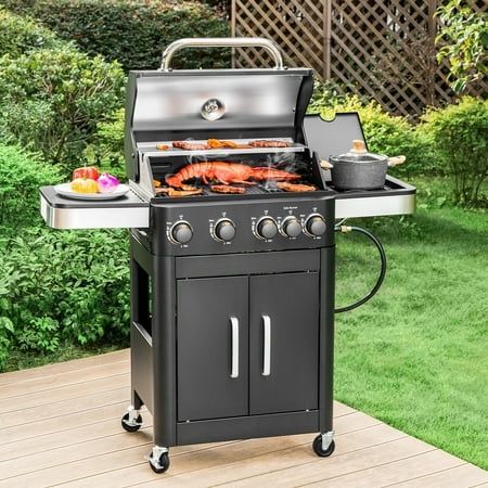 Photo 1 of ** with scratches-**Summit Living 4 Burner Propane Gas Grill and Griddle Combo with Side Burner BBQ Grill - Black