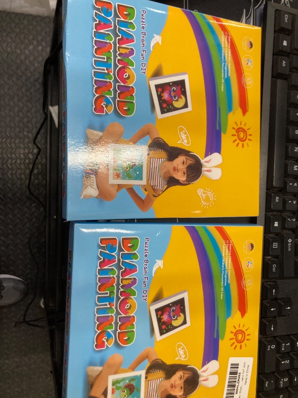 Photo 1 of **3 pieces**Cartoon Diamond Art Kits for Kids with Frame- Diamond Art Kits for Kids 9-12 Girls, Cartoon gem Painting with Frame for Home Decor Present 7x7 Inch