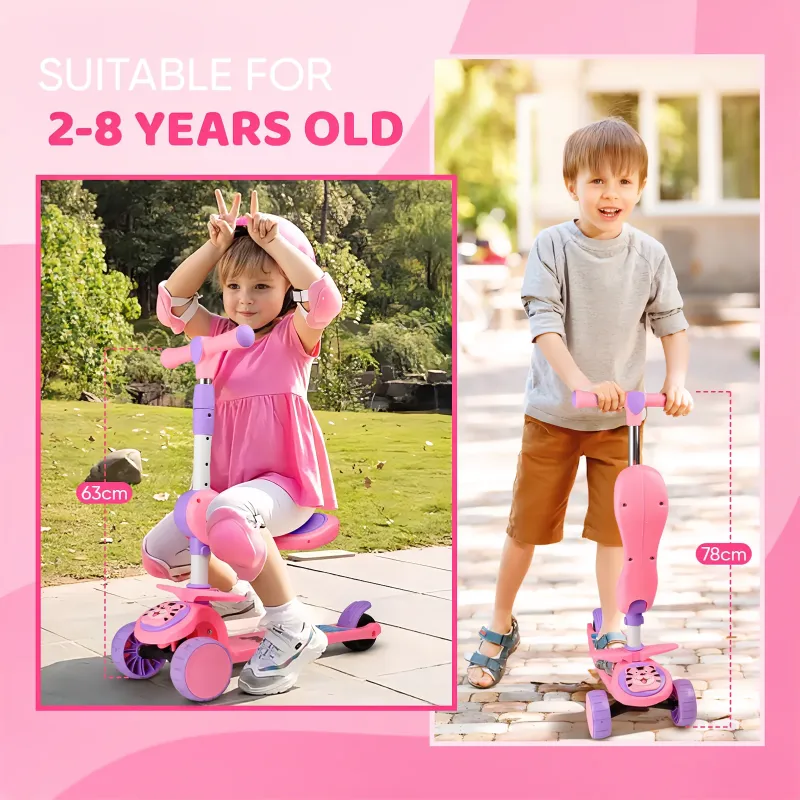 Photo 1 of **MISSING PARTS**Hot Bee Pink Kids Scooter with Adjustable Seat, Foldable Design, Music and Lights, LED Wheels, Outdoor Activities Toy for Girls/Boys Aged 2 3 4 5 6+, Birthday Gift for Girls 3+