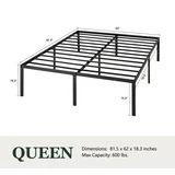 Photo 1 of ****MISSING PARTS***Amolife Heavy Duty Queen Size Metal Platform Bed Frame with 16.5'' Large Under Bed Storage Space, Black