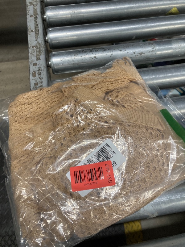 Photo 1 of Crochet Coverups for Women 2 Piece Hollow Out Tops Beach Pants Bikini Swim Cover Up Swimwear Khaki MEDIUM