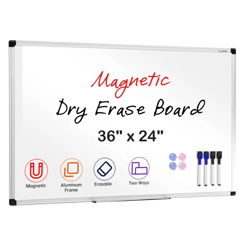 Photo 1 of *Dented/Damage to frame* VUSIGN Magnetic Dry Erase Whiteboard, 36 X 24 Inches, Wall Mounted with Pen Tray, Silver Aluminium Frame
