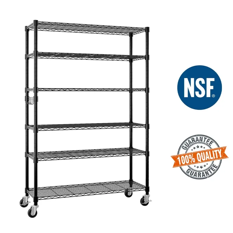 Photo 1 of *Edges are scuffed* Ktaxon 6 Tier Wire Shelving with Wheels, 46"D x 18"W x 82"H Multifunctional Storage Rack Metal Garage Shelves Organizer, Capacity for 900lbs, Black
