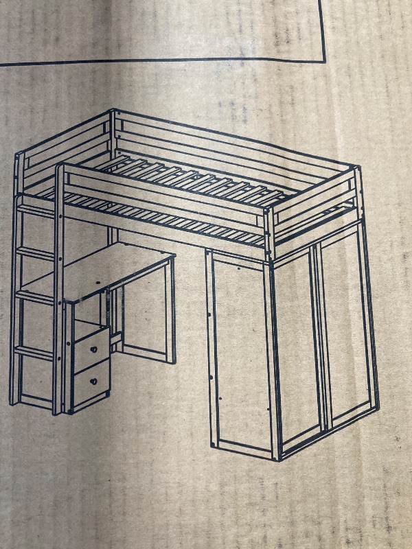 Photo 1 of ***(BOX 3 OF 3 -MISSING BOX 1 & 2 -SELLING AS PARTS ONLY)*** 
Twin Loft Bed with desk and sliding door wardrobe Safety Guard for Kids Teens Girls Boys ***(ORIGINAL STOCK PHOTO NOT AVAILABLE)***
